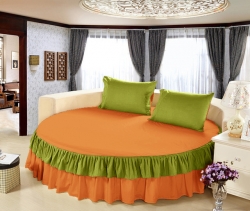 Простирадло цільне-підзор на Кругле ліжко Модель 6 Медовий + Салатовий Чернигов