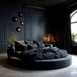 Комплект постільної білизни на Кругле ліжко Чорний Чернигов