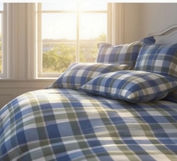Постільний комплект Фланель Акварель клітинка Синій Супер Люкс Чернигов